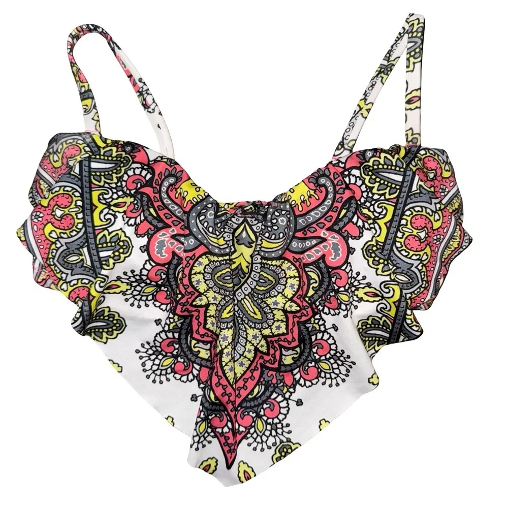 BECCA Rebecca Virtue Paisley butterfly Bikini Top Euro‎ Summer Glam Resort Swim